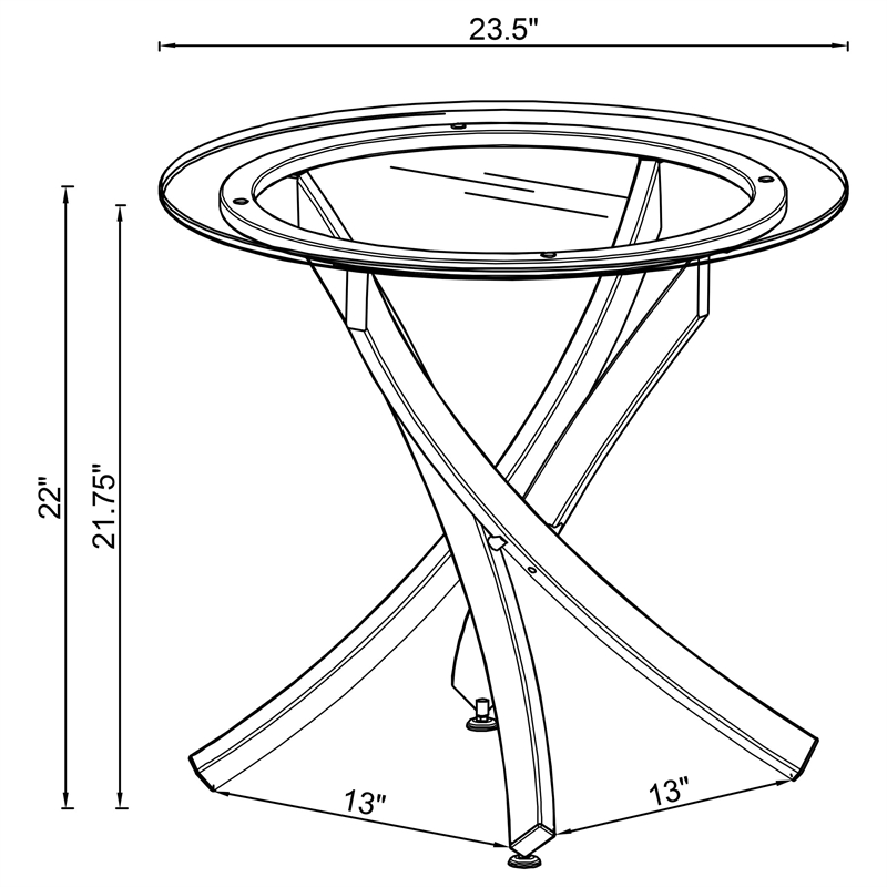 Bowery Hill End Table Coffee Accent Table Round in Metal and Glass Top - Chrome