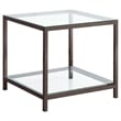Bowery Hill Contemporary Metal End Table with Glass Top in Black
