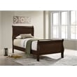Bowery Hill Traditional Asian Hardwood Twin Sleigh Bed in Cappuccino