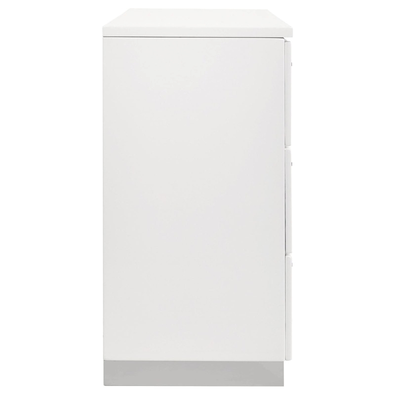 Bowery Hill 6-Drawer Contemporary Wood Dresser with Chrome Legs in Glossy White