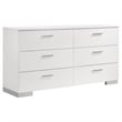 Bowery Hill 6-Drawer Contemporary Wood Dresser with Chrome Legs in Glossy White