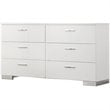 Bowery Hill 6-Drawer Contemporary Wood Dresser with Chrome Legs in Glossy White