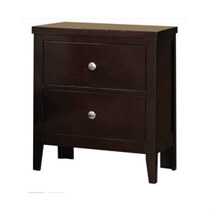Bowery Hill Contemporary Wood 2-Drawers Bedroom Nightstand in Cappuccino