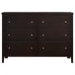 Bowery Hill 6 Drawer Double Dresser in Cappuccino and Silver