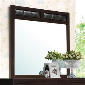 bowery hill upholstered mirror in cappuccino and black