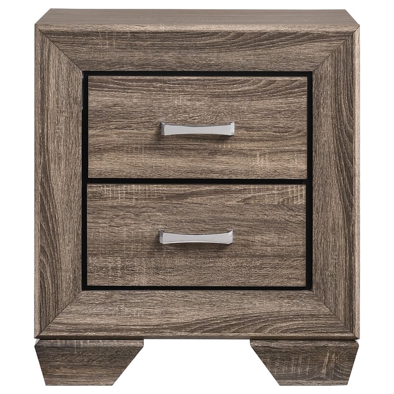 Bowery Hill 2-Drawer Contemporary Wood Nightstand in Taupe Gray/Chrome