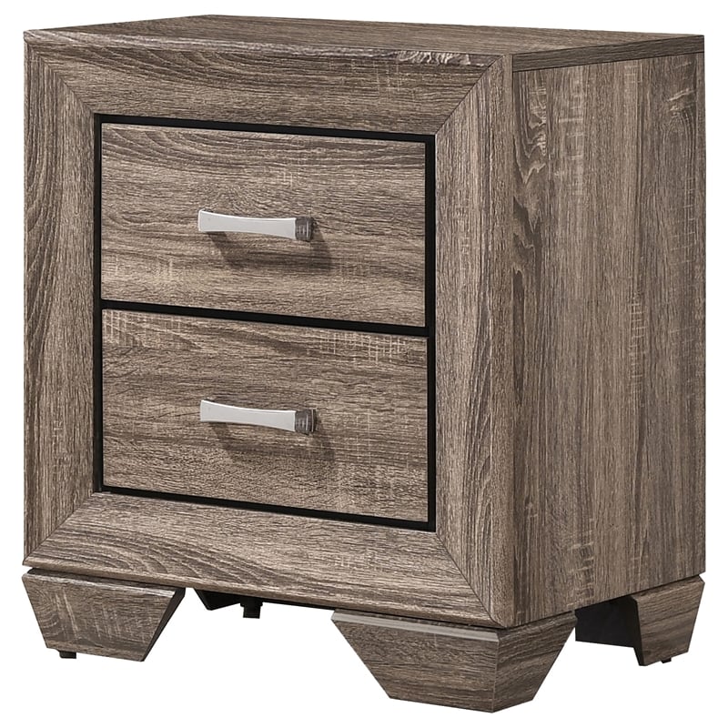 Bowery Hill 2-Drawer Contemporary Wood Nightstand in Taupe Gray/Chrome