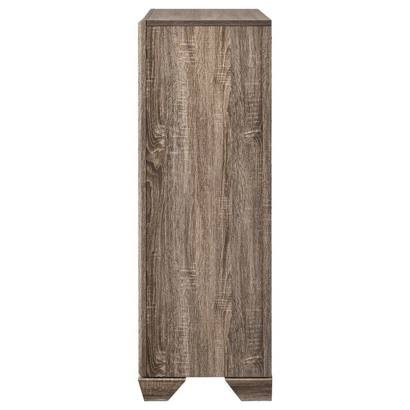 Bowery Hill 5 Drawer Chest in Washed Taupe and Chrome