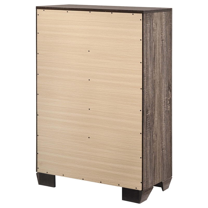 Bowery Hill 5 Drawer Chest in Washed Taupe and Chrome