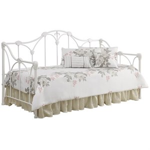 bowery hill twin metal floral daybed in white
