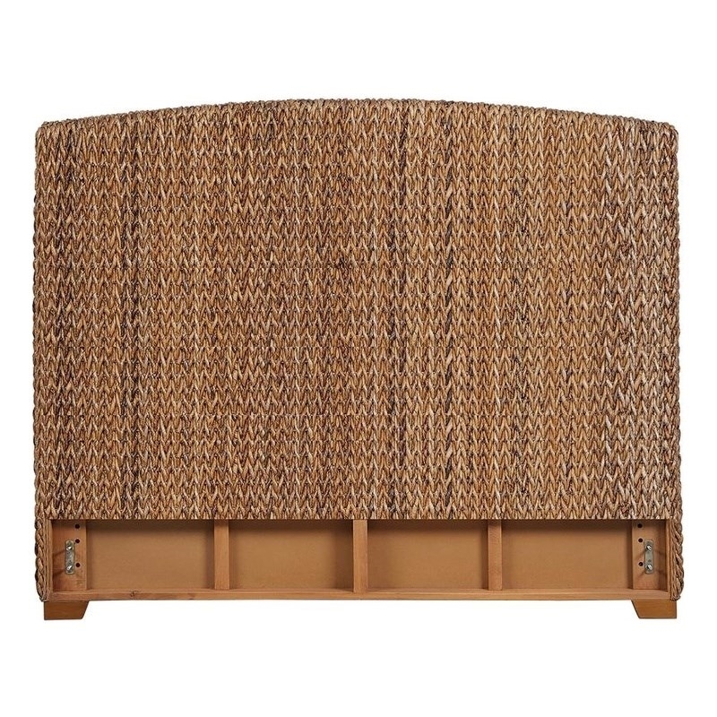 Bowery Hill Woven Banana Leaf Wood Queen Panel Headboard in Amber