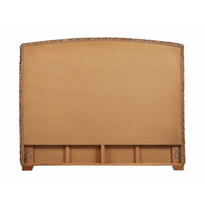 Bowery Hill Woven Banana Leaf Wood Queen Panel Headboard in Amber