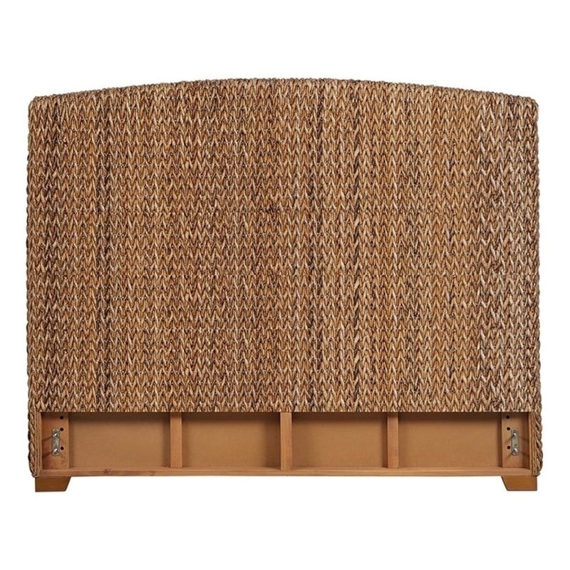 Bowery Hill Woven Banana Leaf Wood Eastern King Headboard in Amber