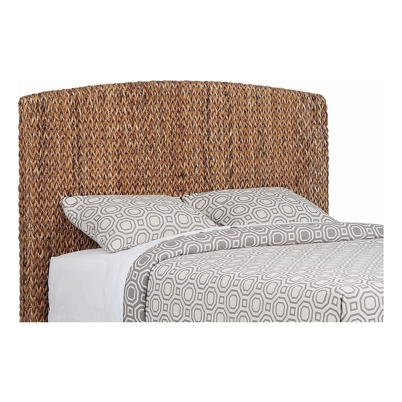 Bowery Hill Woven Banana Leaf Wood Eastern King Headboard in Amber