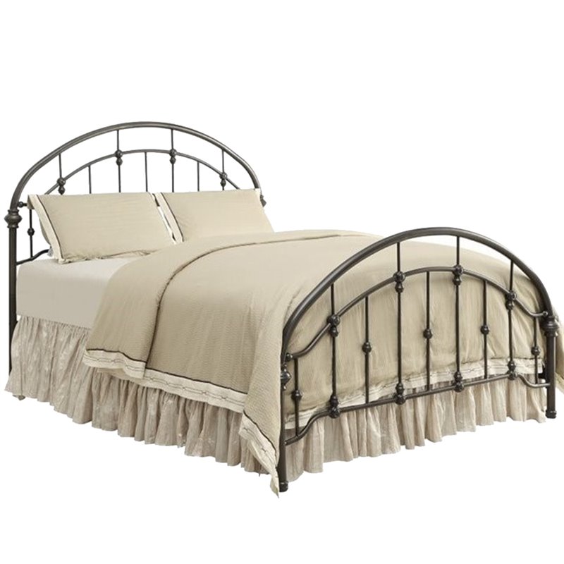 Bowery Hill Queen Metal Curved Spindle Bed in Dark Bronze | Cymax Business