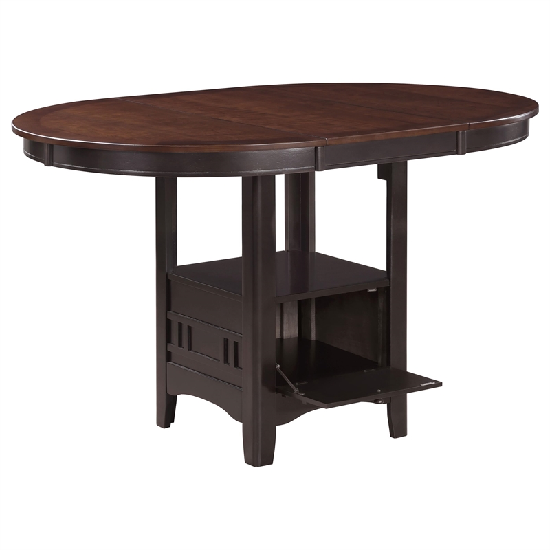 Bowery Hill Extendable Wood Counter Height Dining Table in Chocolate