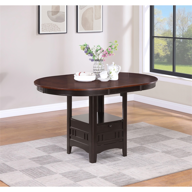 Bowery Hill Extendable Wood Counter Height Dining Table in Chocolate