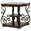 Bowery Hill Glass Top Accent End Table in Deep Merlot
