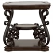 Bowery Hill Glass Top Accent End Table in Deep Merlot