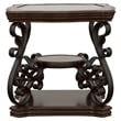 Bowery Hill Glass Top Accent End Table in Deep Merlot