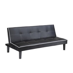 bowery hill faux leather sleeper sofa in black