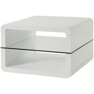 bowery hill 2 shelf end table in glossy white