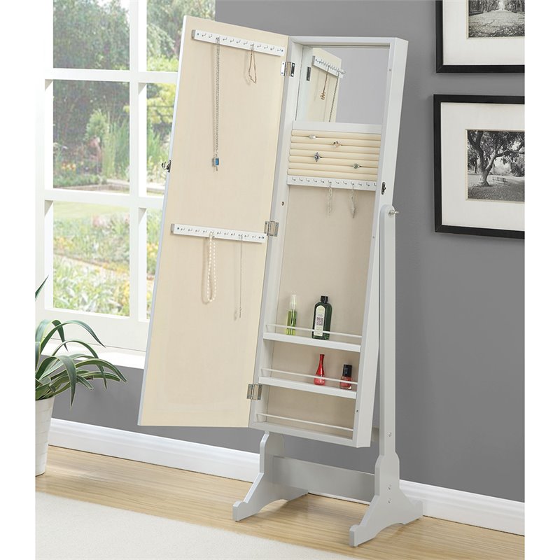 Bowery Hill Cheval Jewelry Armoire Mirror in Dove Gray BH1405939