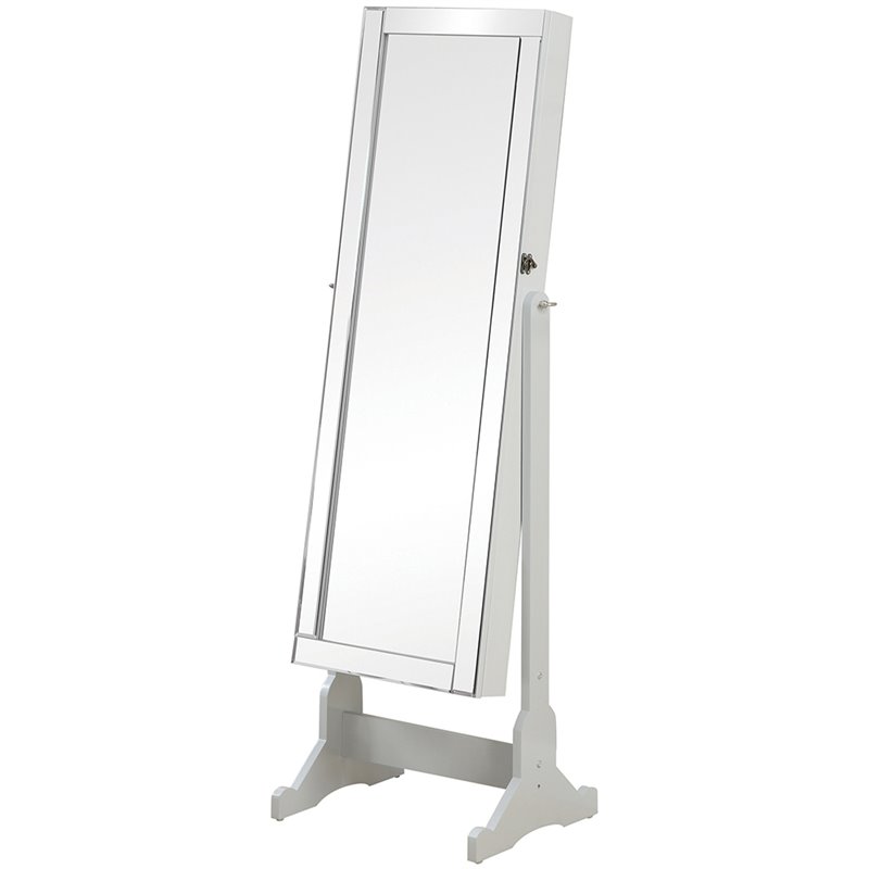 Bowery Hill Cheval Jewelry Armoire Mirror in Dove Gray BH1405939