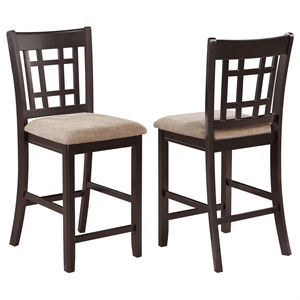 Bowery Hill 41.25&quotH Wood Lattice Back Counter Stool in Espresso
