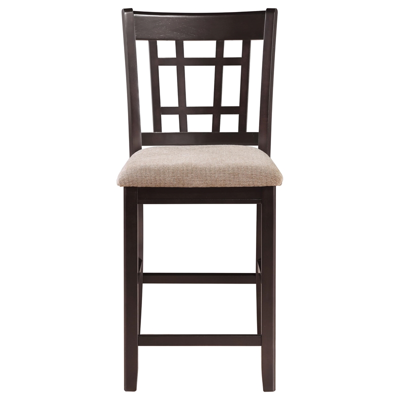 Bowery Hill Wood Espresso Counter Stool Rectangular Lattice Back