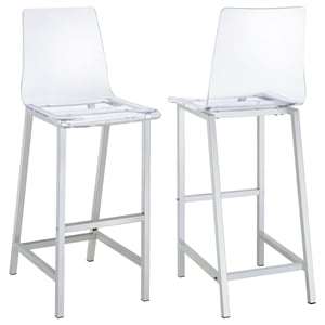 Bowery Hill 46&quotH Contemporary Plastic-Metal Bar Stool in Clear