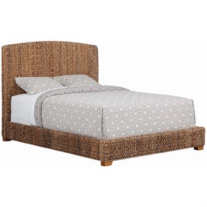 Bowery Hill Farmhouse Wood Queen Panel Bed in Amber Brown/Honey