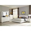 Bowery Hill Wood Eastern King LED Panel Bed in White High Gloss