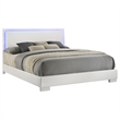 Bowery Hill Wood Eastern King LED Panel Bed in White High Gloss