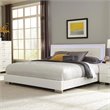 Bowery Hill Wood Eastern King LED Panel Bed in White High Gloss