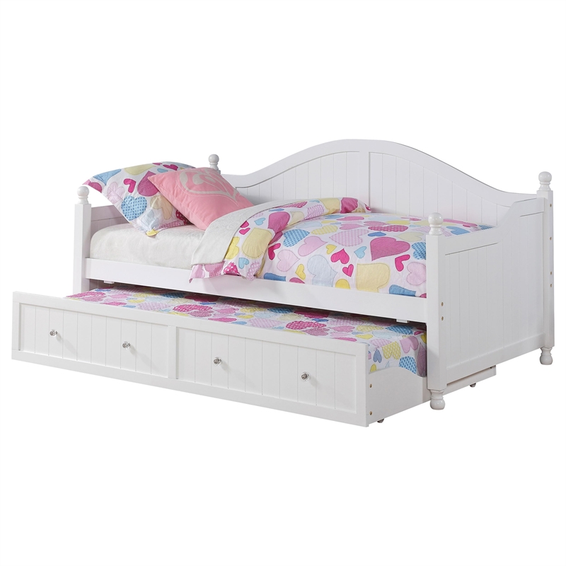 Bowery Hill Twin Daybed with Trundle in White and Crystal