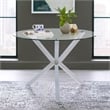 Bowery Hill Contemporary Round Glass Top Dining Table in Chrome