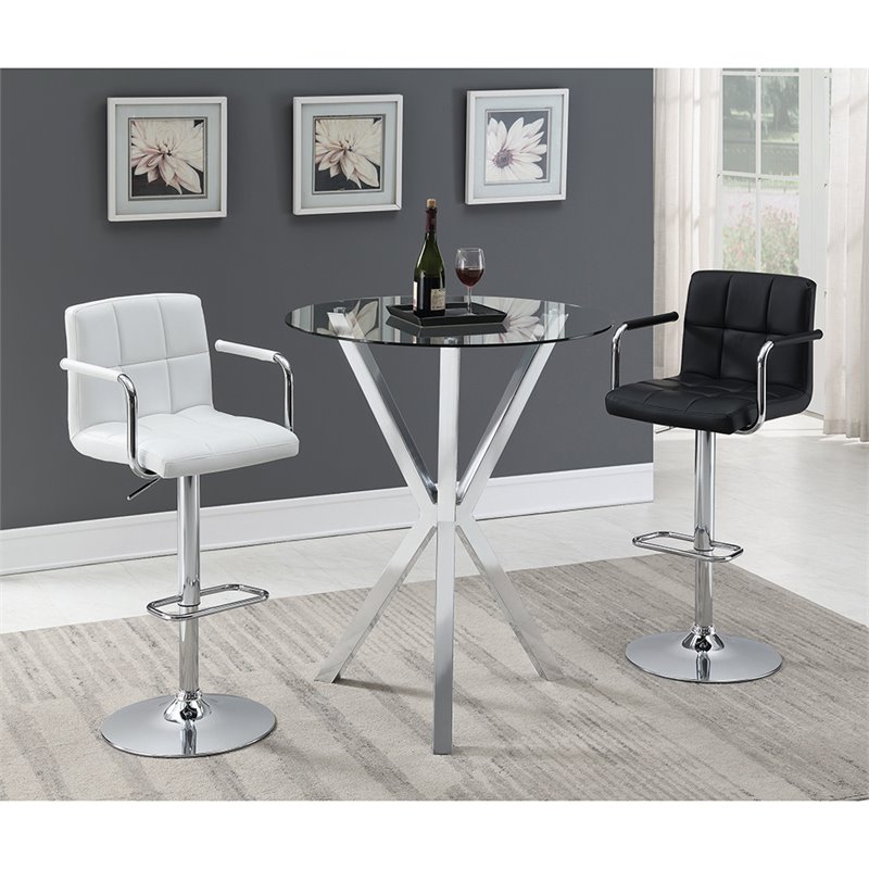 Bowery Hill Glass Top Round Pub Table in Chrome Cymax Business
