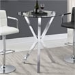Bowery Hill Glass Top Round Pub Table in Chrome