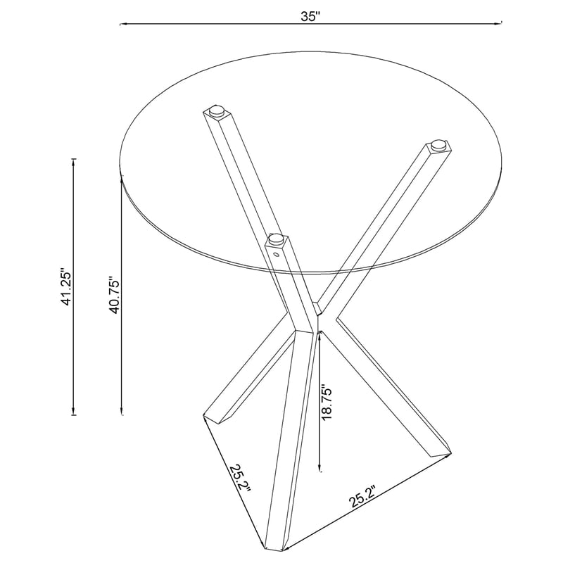 Bowery Hill Glass Top Round Pub Table in Chrome