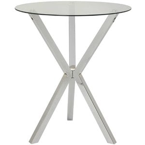 bowery hill glass top round pub table in chrome