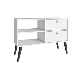 Bowery Hill 2-Drawer Mid-Century Wood TV Stand for TVs up to 32&quot in White