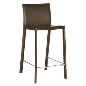 Bowery Hill 25&quot Leather Counter Stool in Brown (Set of 2)