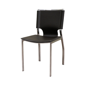 Bowery Hill Leather Dining Chair in Brown (Set of 2)