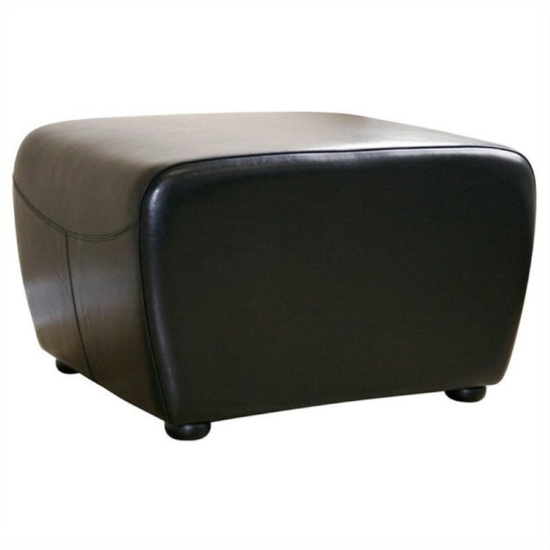 Bowery Hill Leather Ottoman in Black