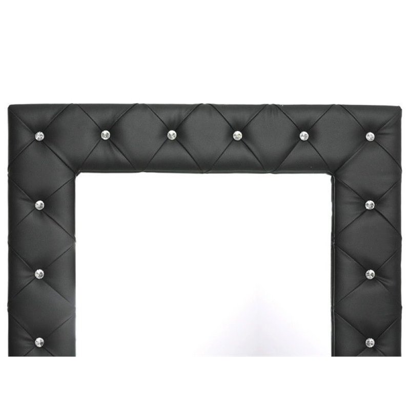 Bowery Hill Faux Leather Floor Mirror In Black Bh 504021 Bowery Hill Faux Leather Floor Mirror In Black