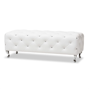 Bowery Hill Faux Leather Tufted Bench in Black