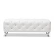 Bowery Hill Faux Leather Tufted Bench in Black