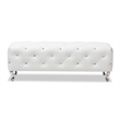 Bowery Hill Faux Leather Tufted Bench in Black