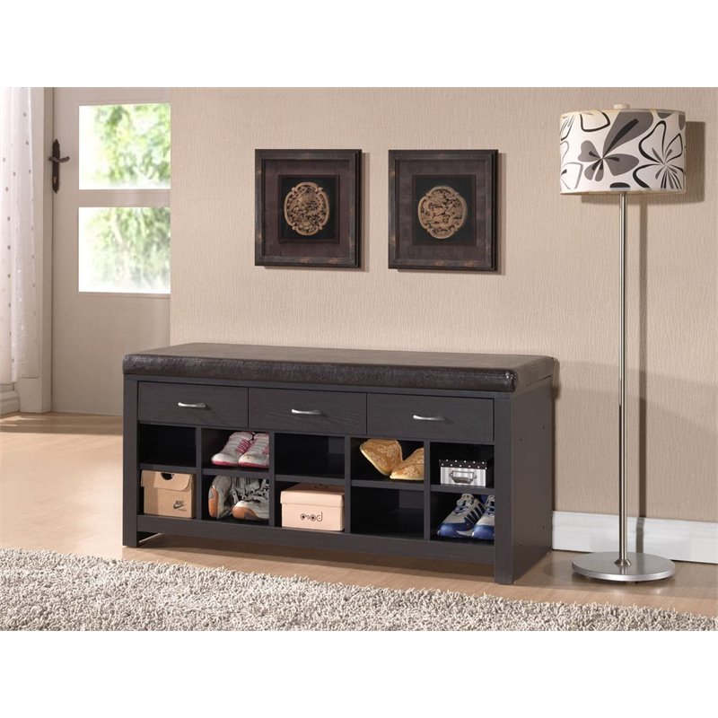 Bowery Hill Shoe Rack Bench in Espresso
